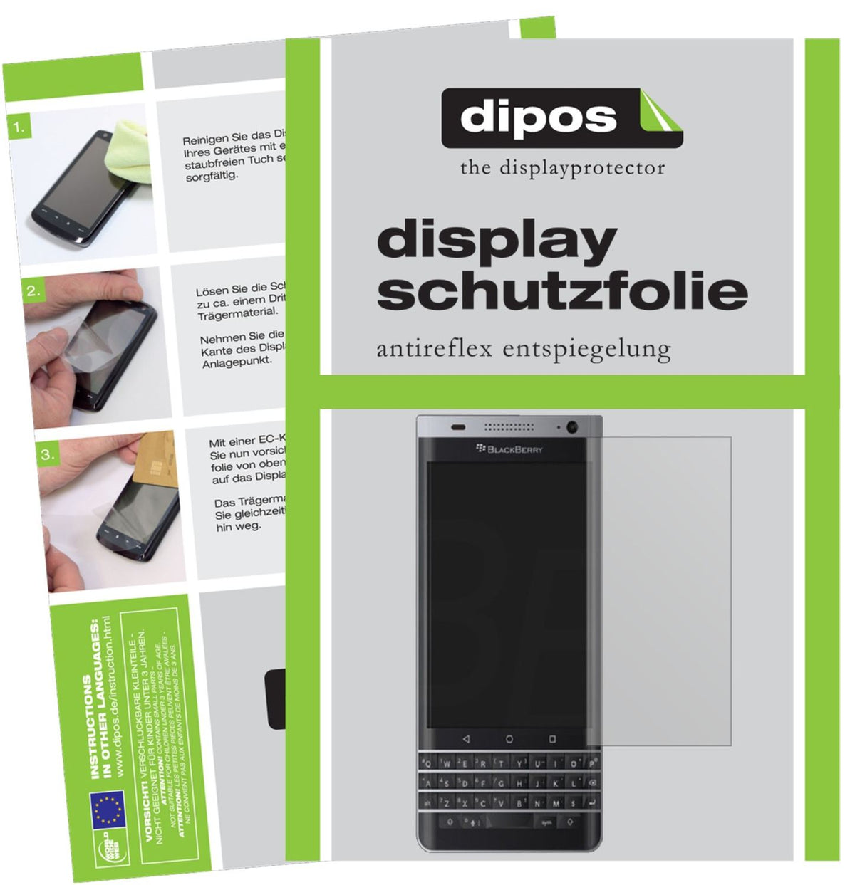 Matte Displayschutzfolie von dipos passend für Blackberry DTEK40, präziser Zuschnitt und blasenfrei montiert