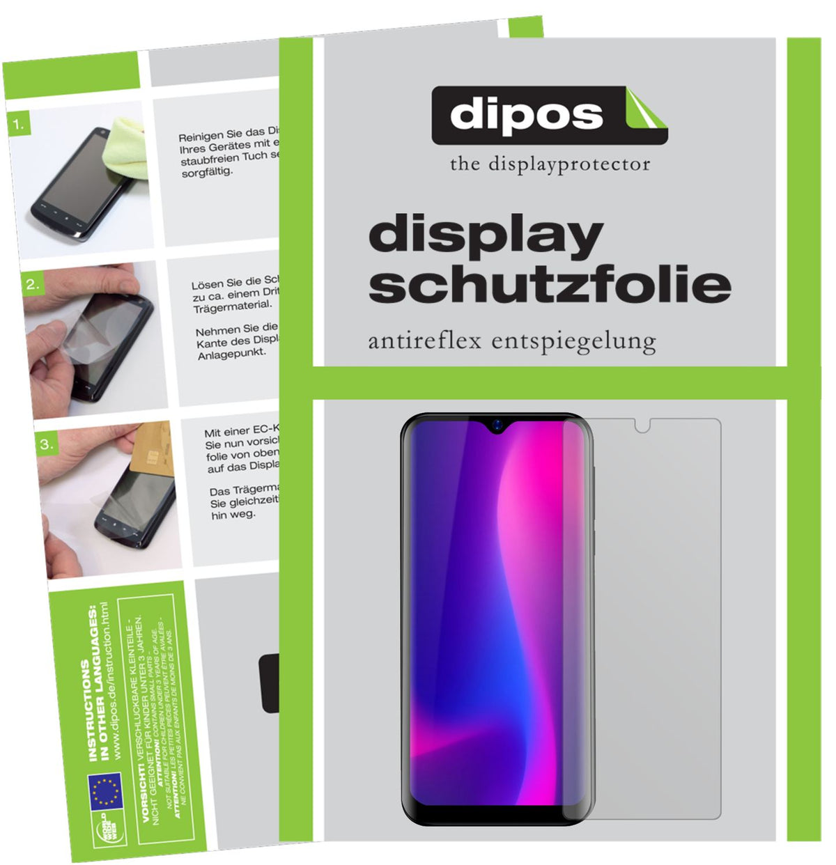 Matte Displayschutzfolie von dipos passend für Blackview A60 Pro (2019), präziser Zuschnitt und blasenfrei montiert