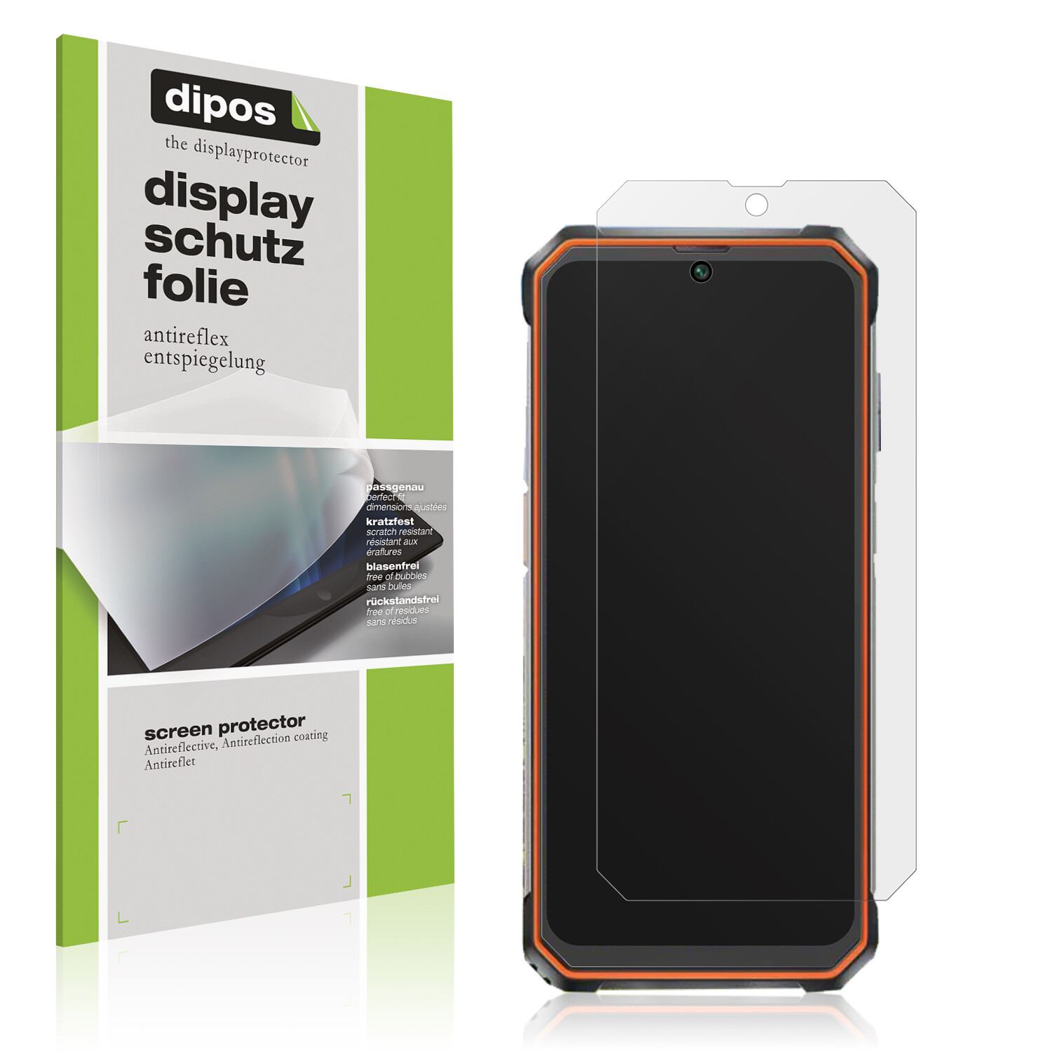 Matte Displayschutzfolie von dipos passend für Blackview BV6200, präziser Zuschnitt und blasenfrei montiert