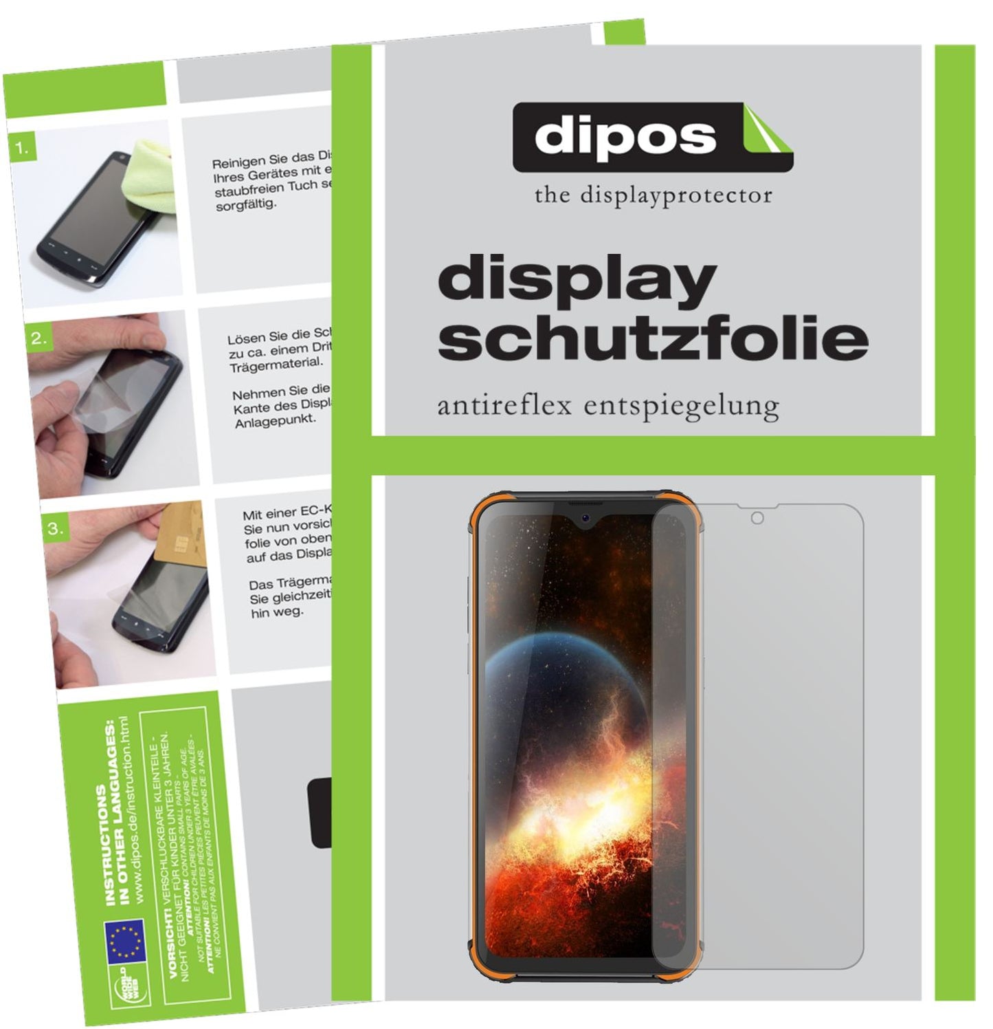 Matte Displayschutzfolie von dipos passend für Blackview BV9800, präziser Zuschnitt und blasenfrei montiert