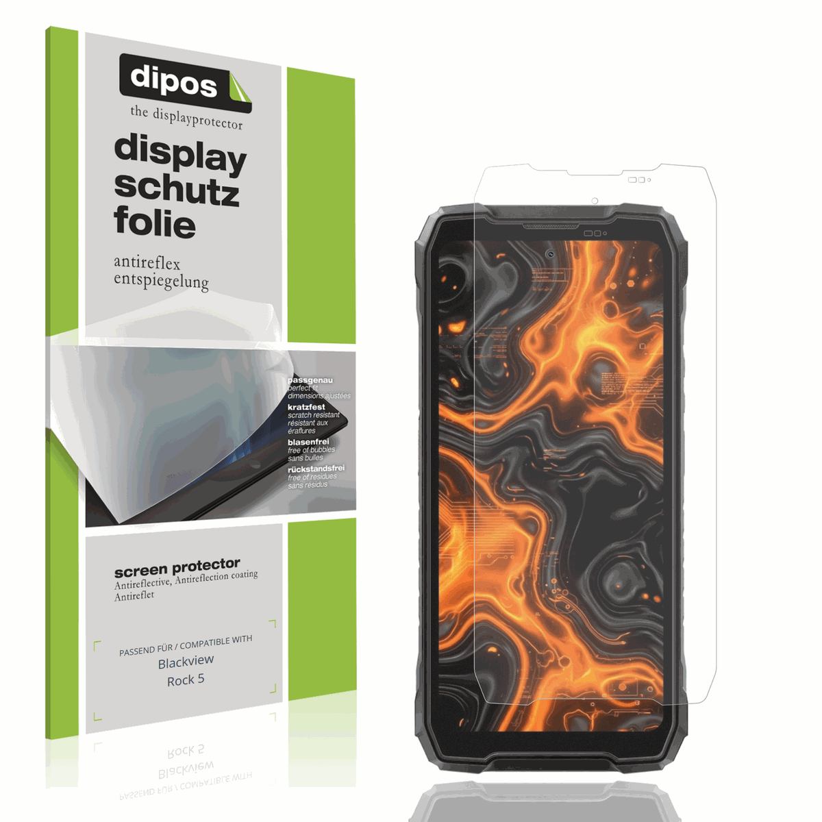 Matte Displayschutzfolie von dipos passend für Blackview Rock 5, präziser Zuschnitt und blasenfrei montiert