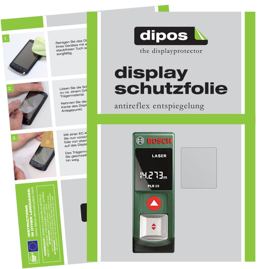 Matte Displayschutzfolie von dipos passend für Bosch PLR 15, präziser Zuschnitt und blasenfrei montiert