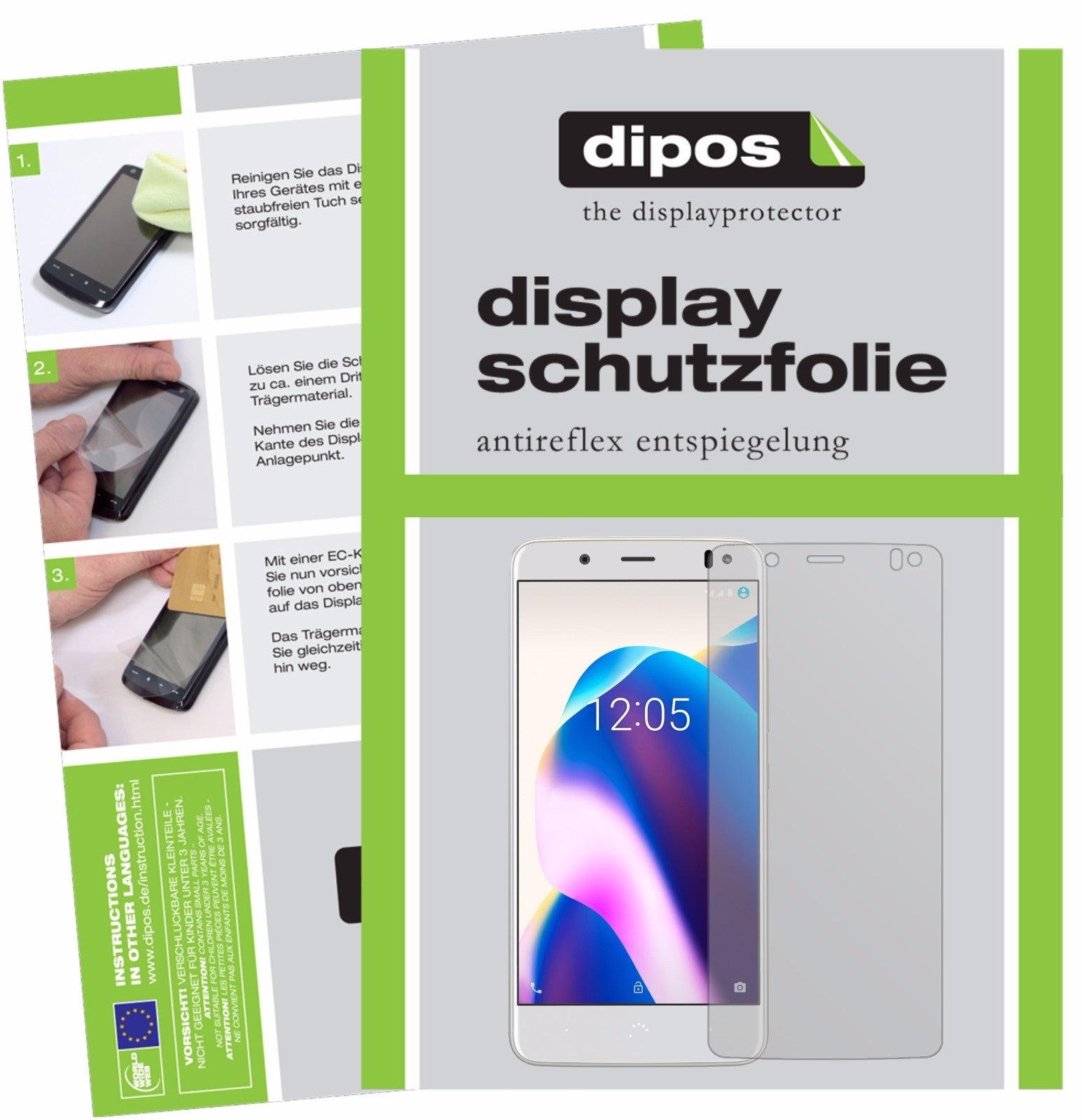 Matte Displayschutzfolie von dipos passend für BQ Aquaris U2, präziser Zuschnitt und blasenfrei montiert