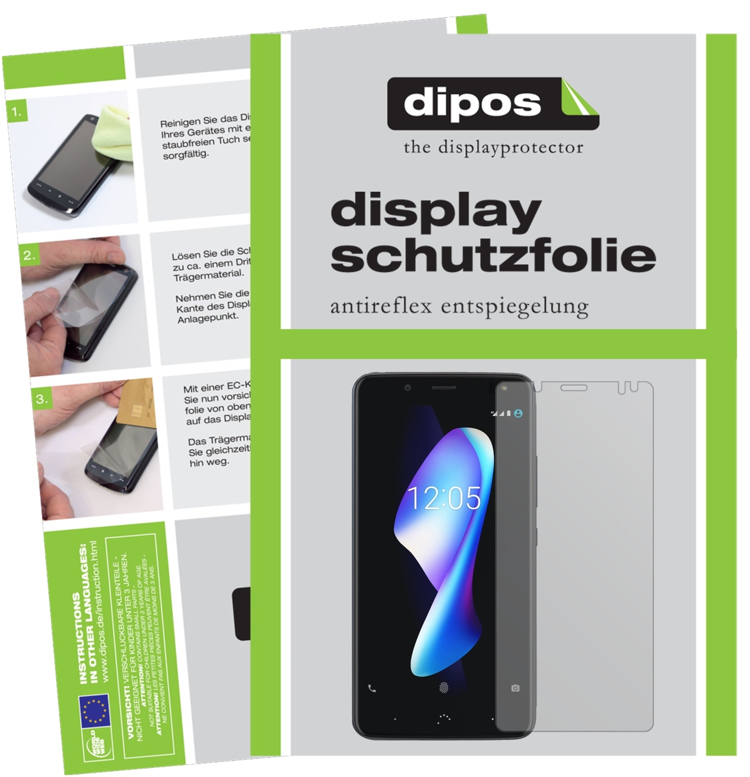 Matte Displayschutzfolie von dipos passend für BQ Aquaris V Plus, präziser Zuschnitt und blasenfrei montiert