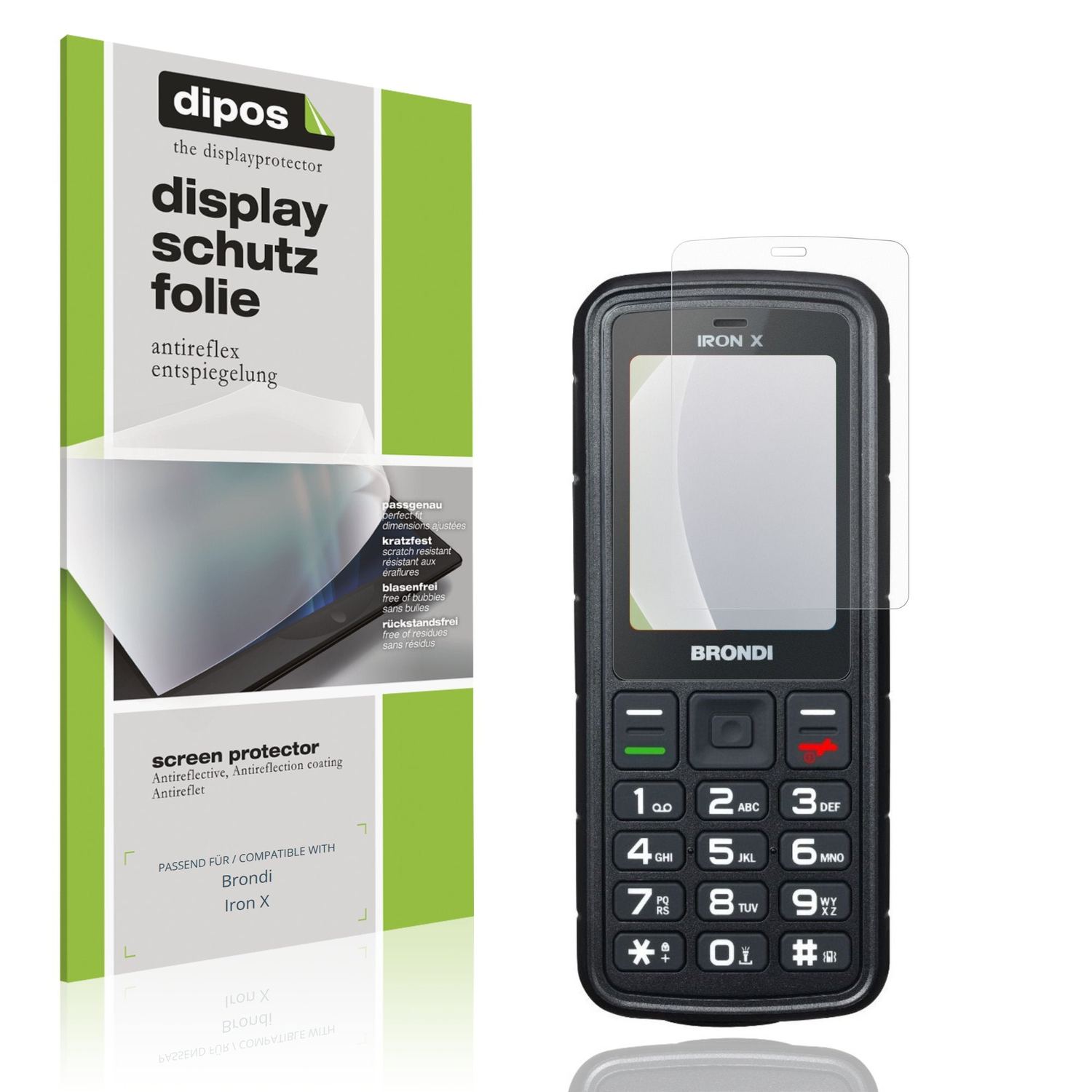 Matte Displayschutzfolie von dipos passend für Brondi Iron X, präziser Zuschnitt und blasenfrei montiert