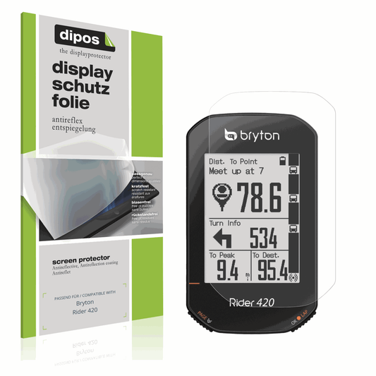 Matte Displayschutzfolie von dipos passend für Bryton Rider 420, präziser Zuschnitt und blasenfrei montiert