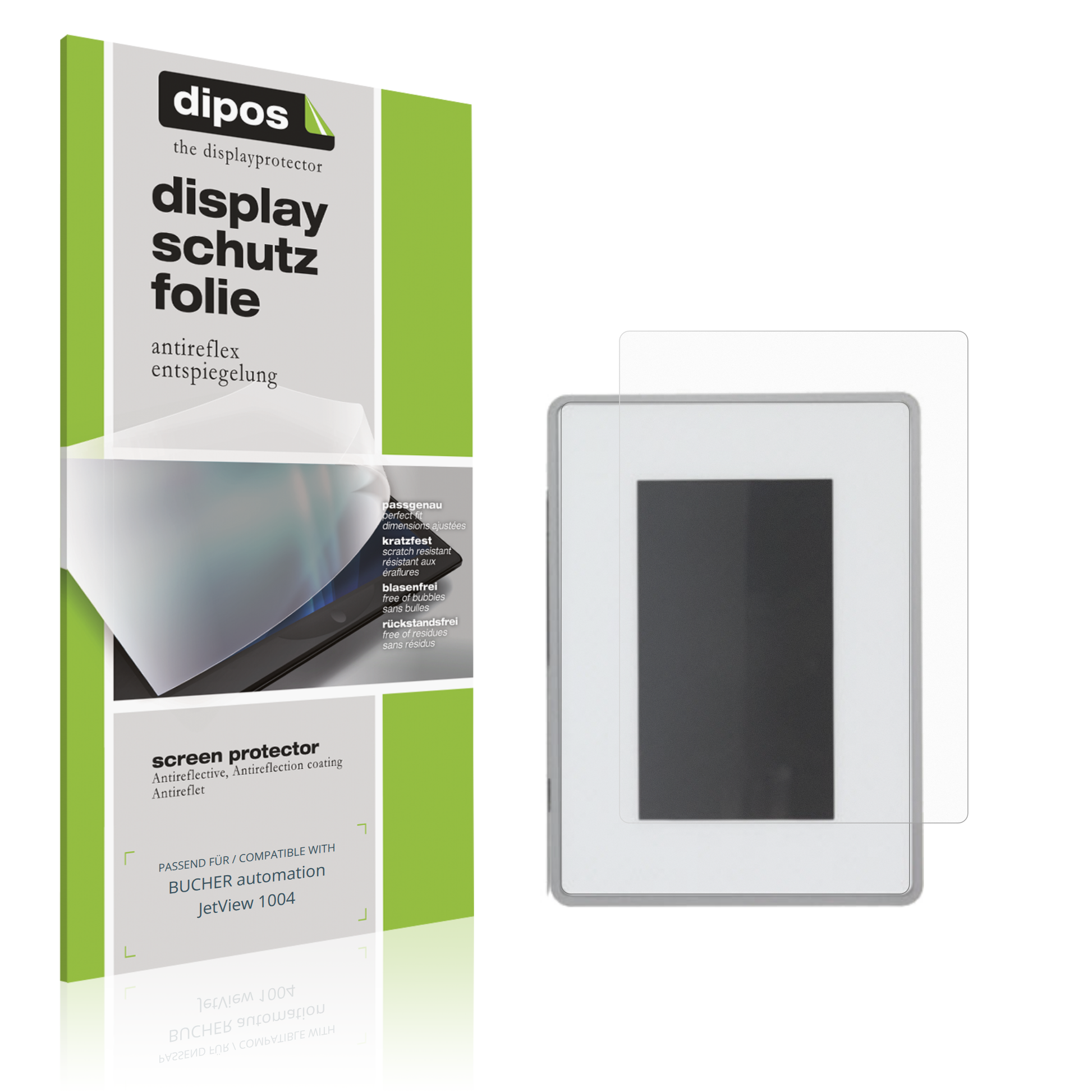 Matte Displayschutzfolie von dipos passend für BUCHER automation JetView 1004, präziser Zuschnitt und blasenfrei montiert
