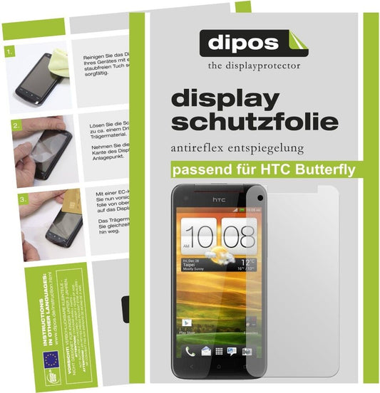 Matte Displayschutzfolie von dipos passend für Butterfly HTC, präziser Zuschnitt und blasenfrei montiert