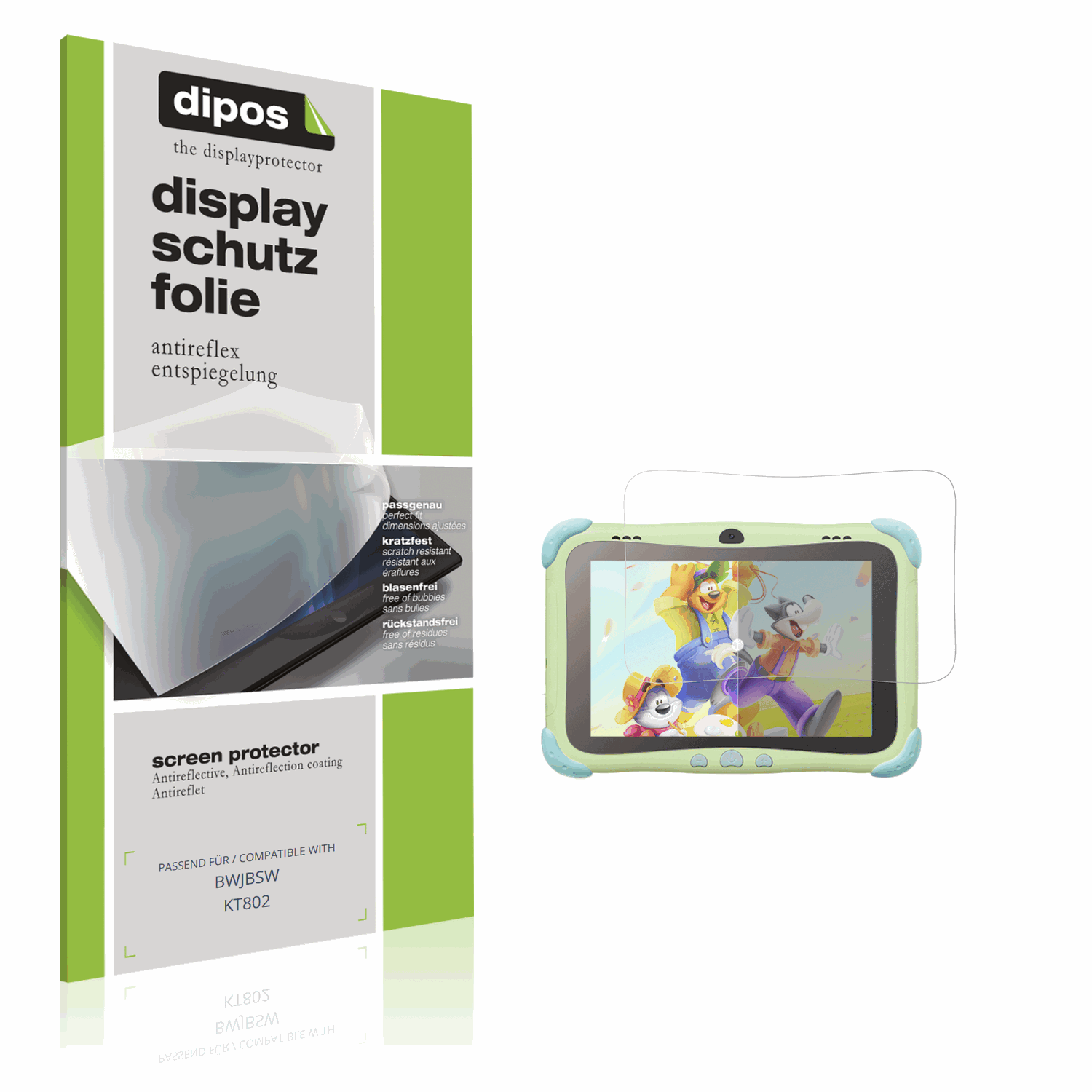 Matte Displayschutzfolie von dipos passend für BWJBSW KT802, präziser Zuschnitt und blasenfrei montiert