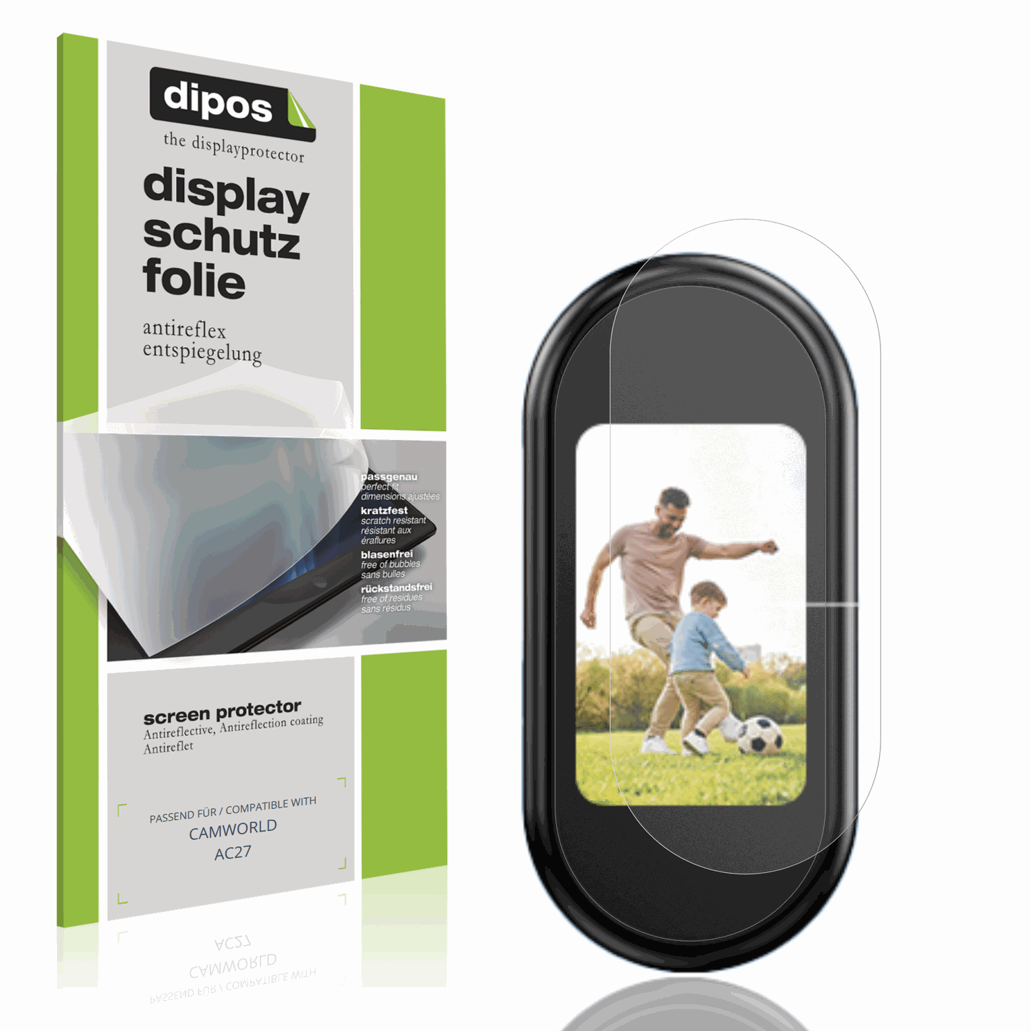 Matte Displayschutzfolie von dipos passend für CAMWORLD AC27, präziser Zuschnitt und blasenfrei montiert