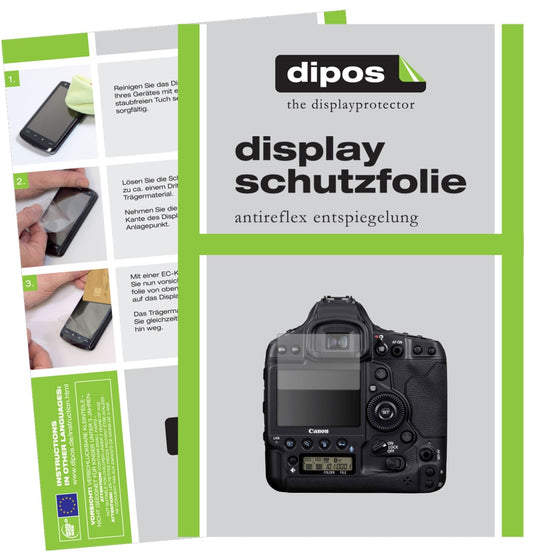 Matte Displayschutzfolie von dipos passend für Canon Eos 1D, präziser Zuschnitt und blasenfrei montiert