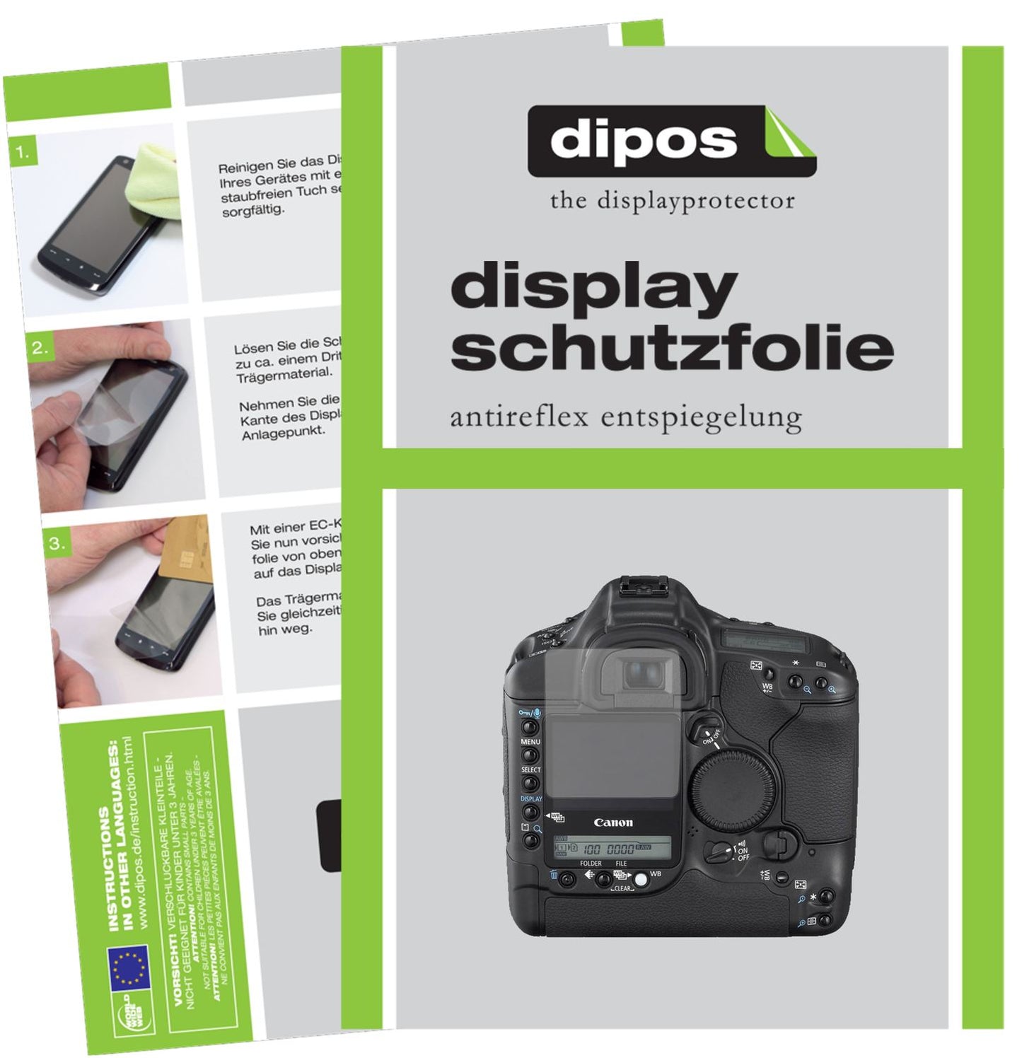 Matte Displayschutzfolie von dipos passend für Canon Eos 1DS Mark II, präziser Zuschnitt und blasenfrei montiert