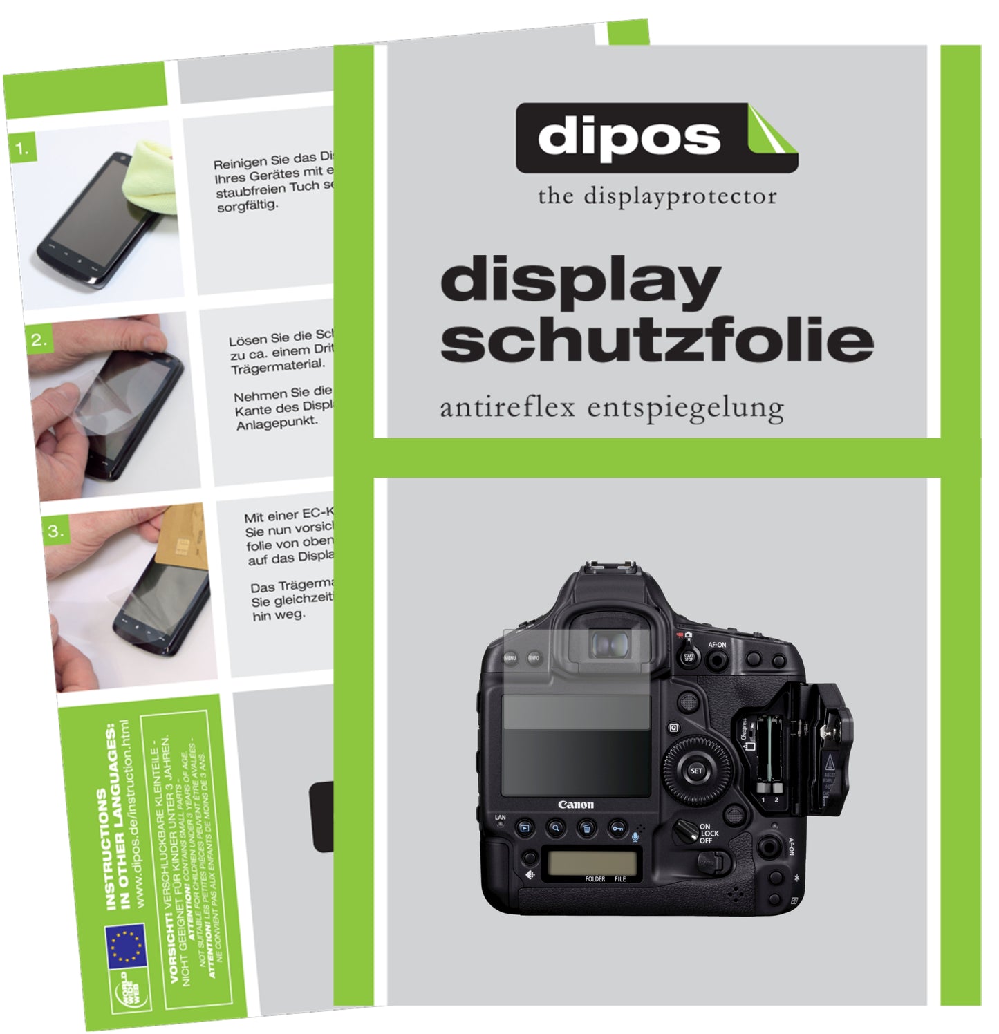 Matte Displayschutzfolie von dipos passend für Canon Eos 1DX Mark II, präziser Zuschnitt und blasenfrei montiert