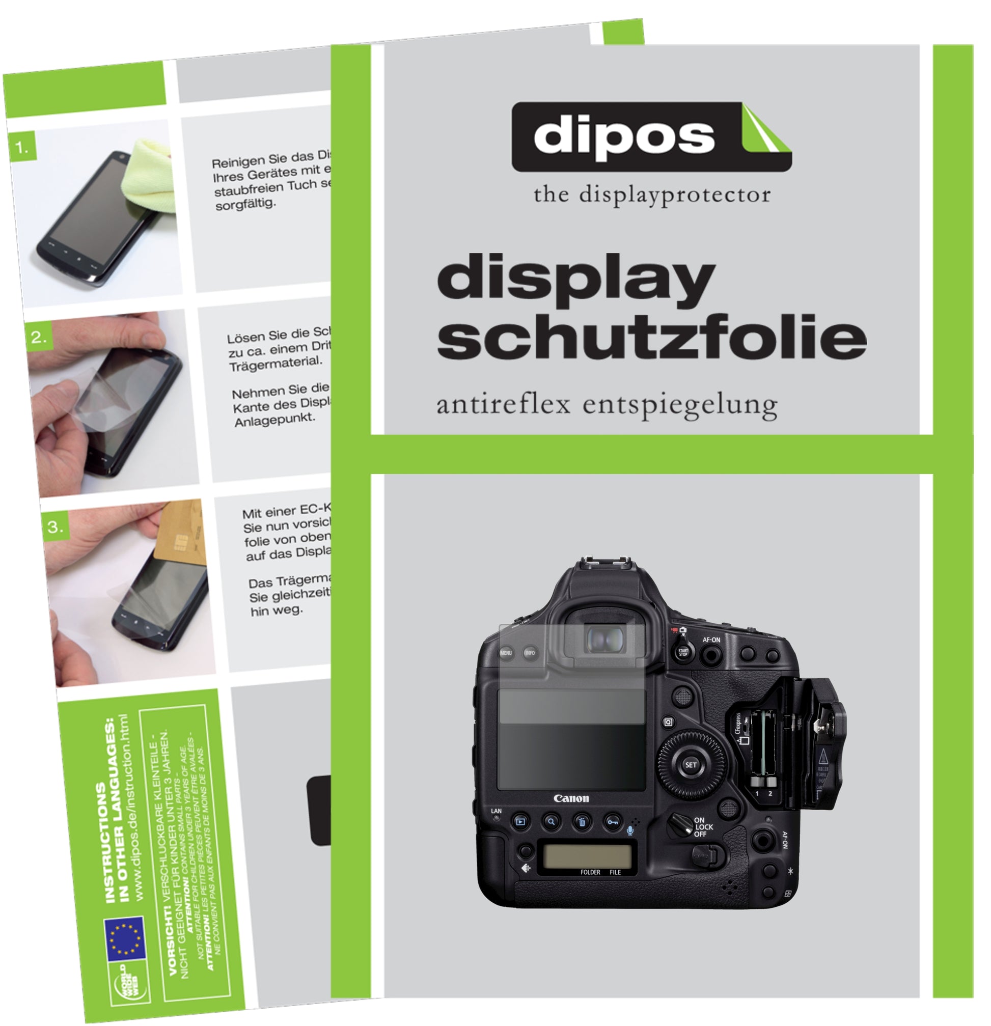 Matte Displayschutzfolie von dipos passend für Canon Eos 1DX Mark II, präziser Zuschnitt und blasenfrei montiert