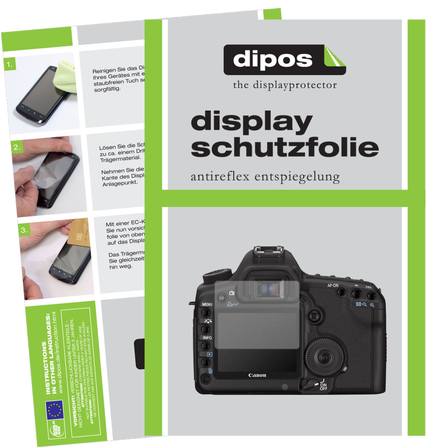 Matte Displayschutzfolie von dipos passend für Canon Eos 5D Mark II, präziser Zuschnitt und blasenfrei montiert