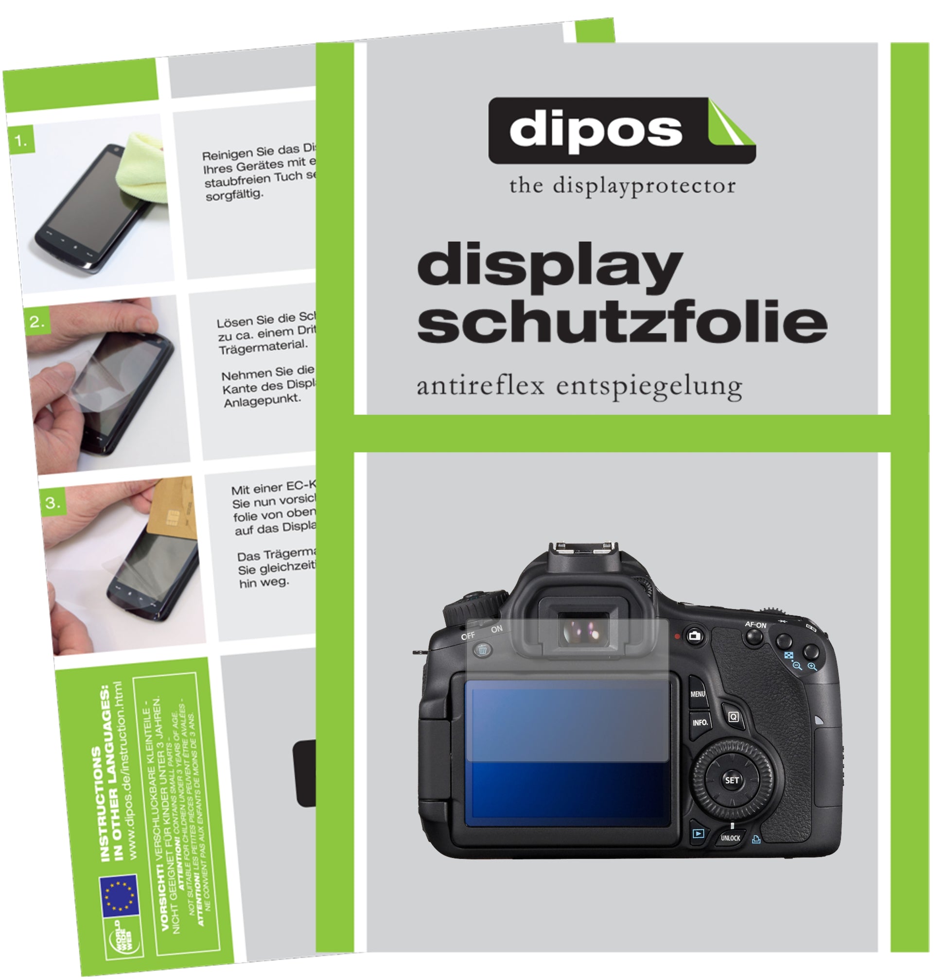 Matte Displayschutzfolie von dipos passend für Canon EOS 60Da, präziser Zuschnitt und blasenfrei montiert