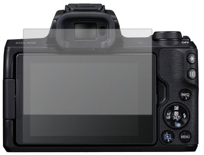 Matte Displayschutzfolie von dipos passend für Canon EOS M50, präziser Zuschnitt und blasenfrei montiert