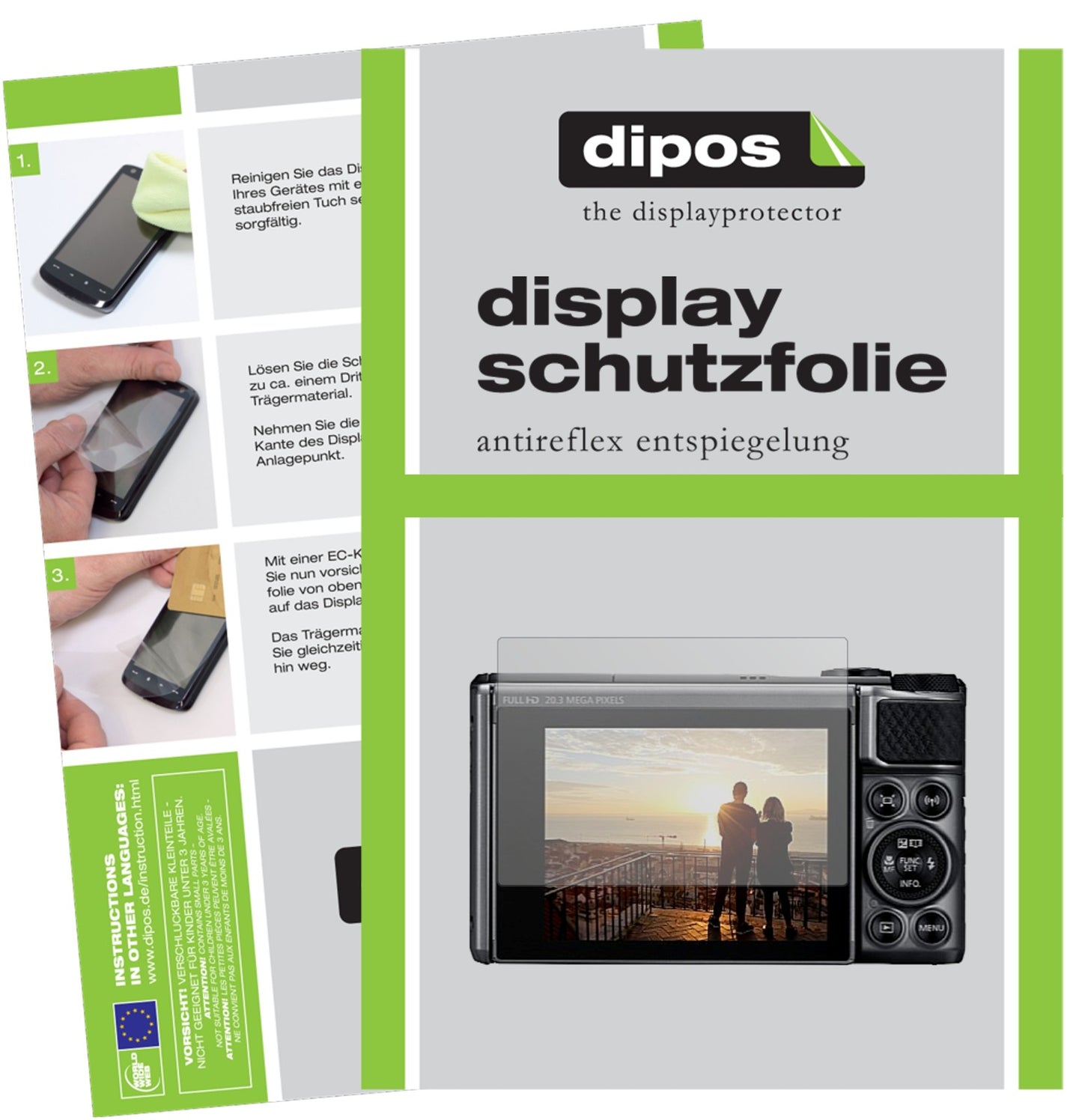 Matte Displayschutzfolie von dipos passend für Canon PowerShot SX730 HS, präziser Zuschnitt und blasenfrei montiert
