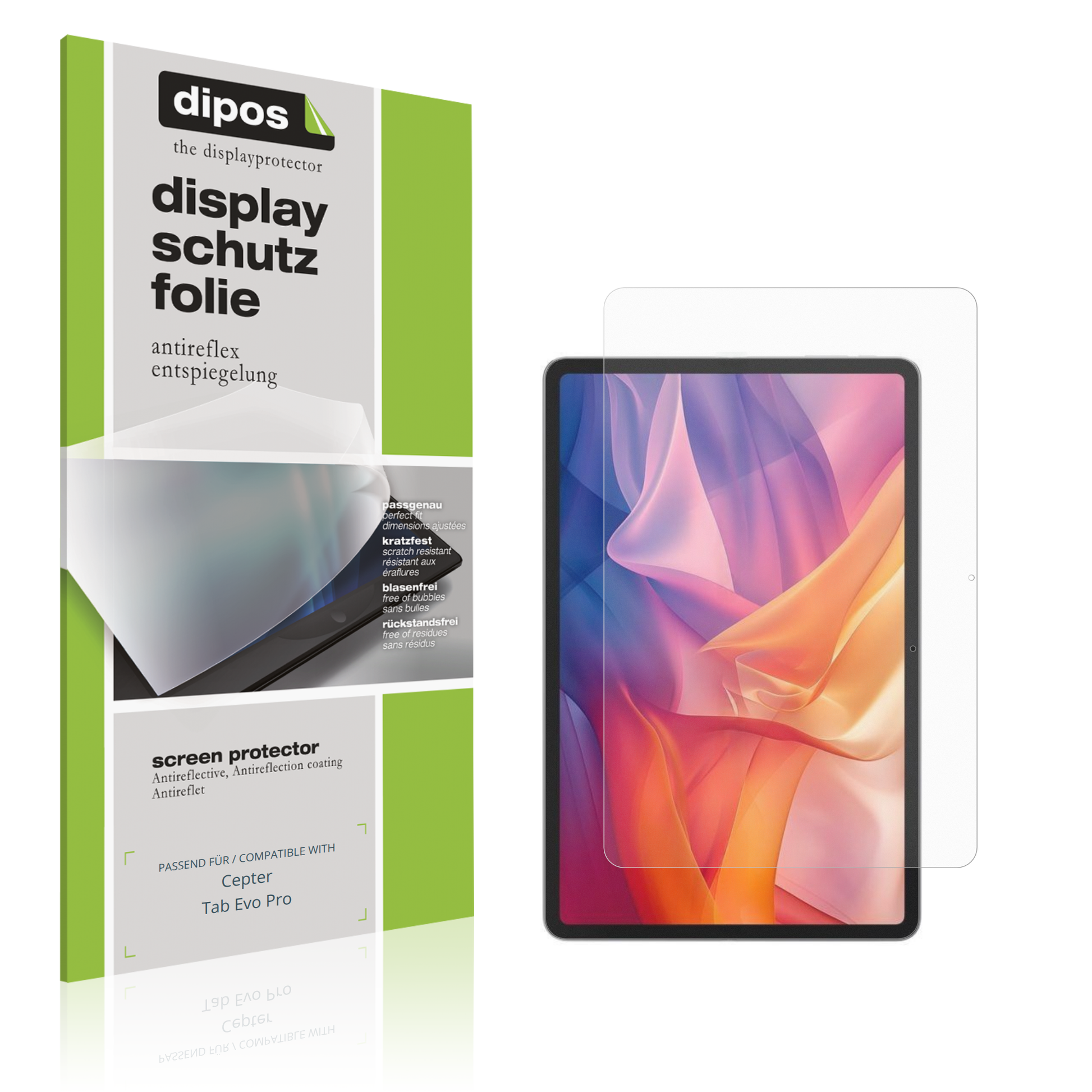 Matte Displayschutzfolie von dipos passend für Cepter Tab Evo Pro, präziser Zuschnitt und blasenfrei montiert