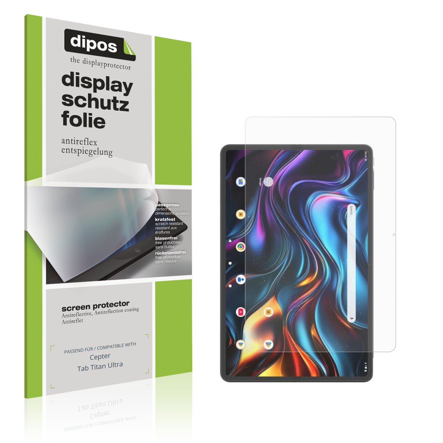 Matte Displayschutzfolie von dipos passend für Cepter Tab Titan Ultra, präziser Zuschnitt und blasenfrei montiert