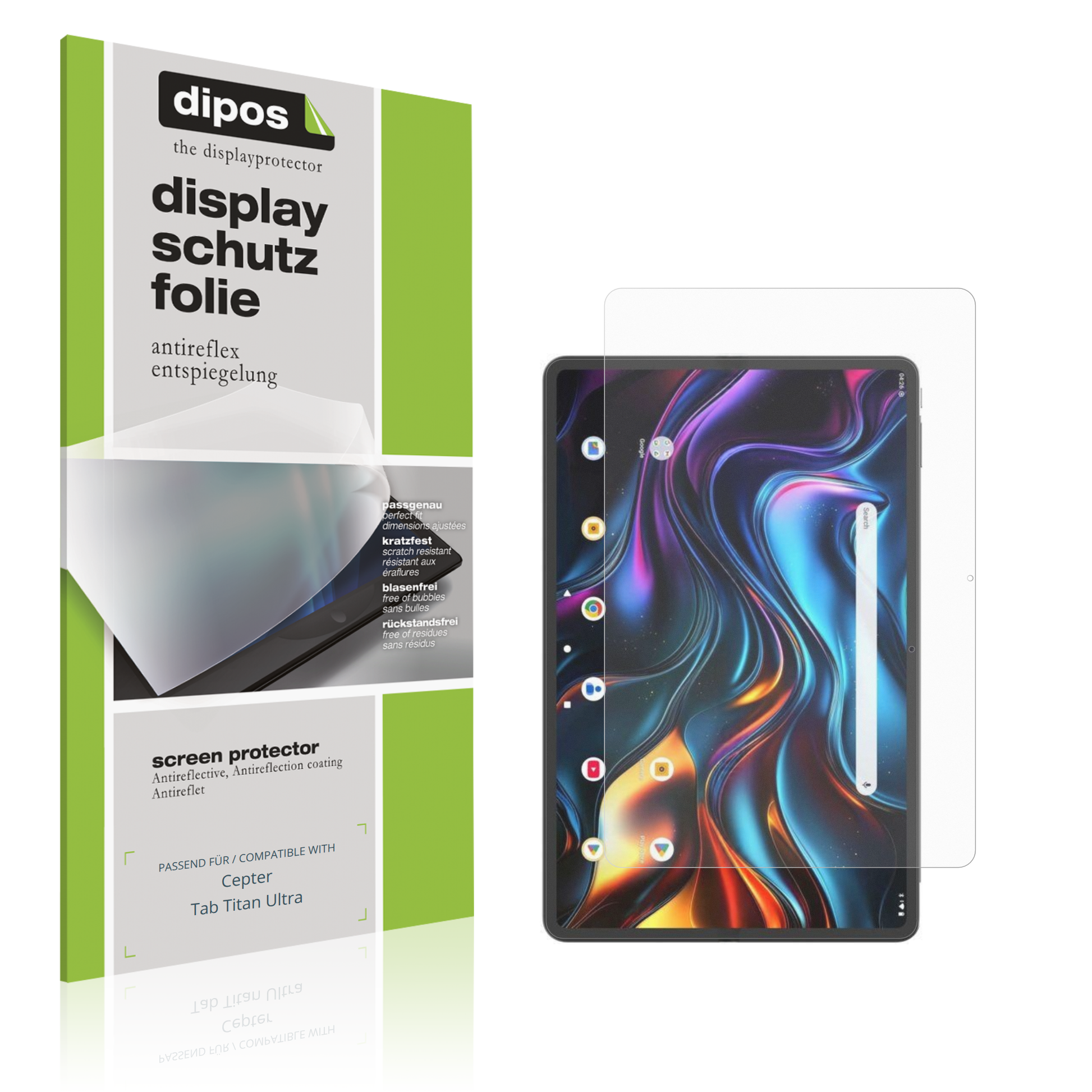 Matte Displayschutzfolie von dipos passend für Cepter Tab Titan Ultra, präziser Zuschnitt und blasenfrei montiert
