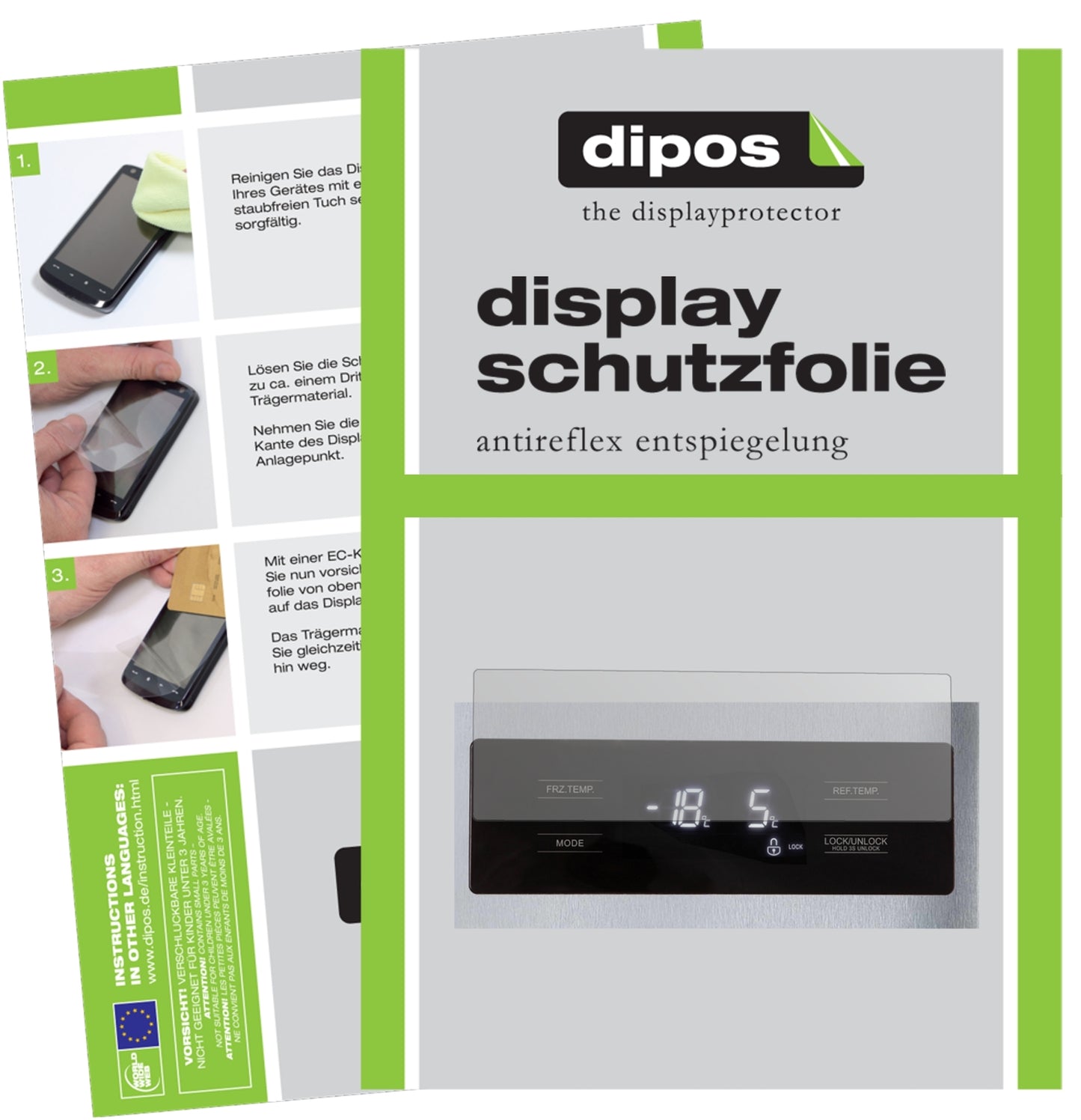 Matte Displayschutzfolie von dipos passend für Comfee SBS 527 NFA+, präziser Zuschnitt und blasenfrei montiert
