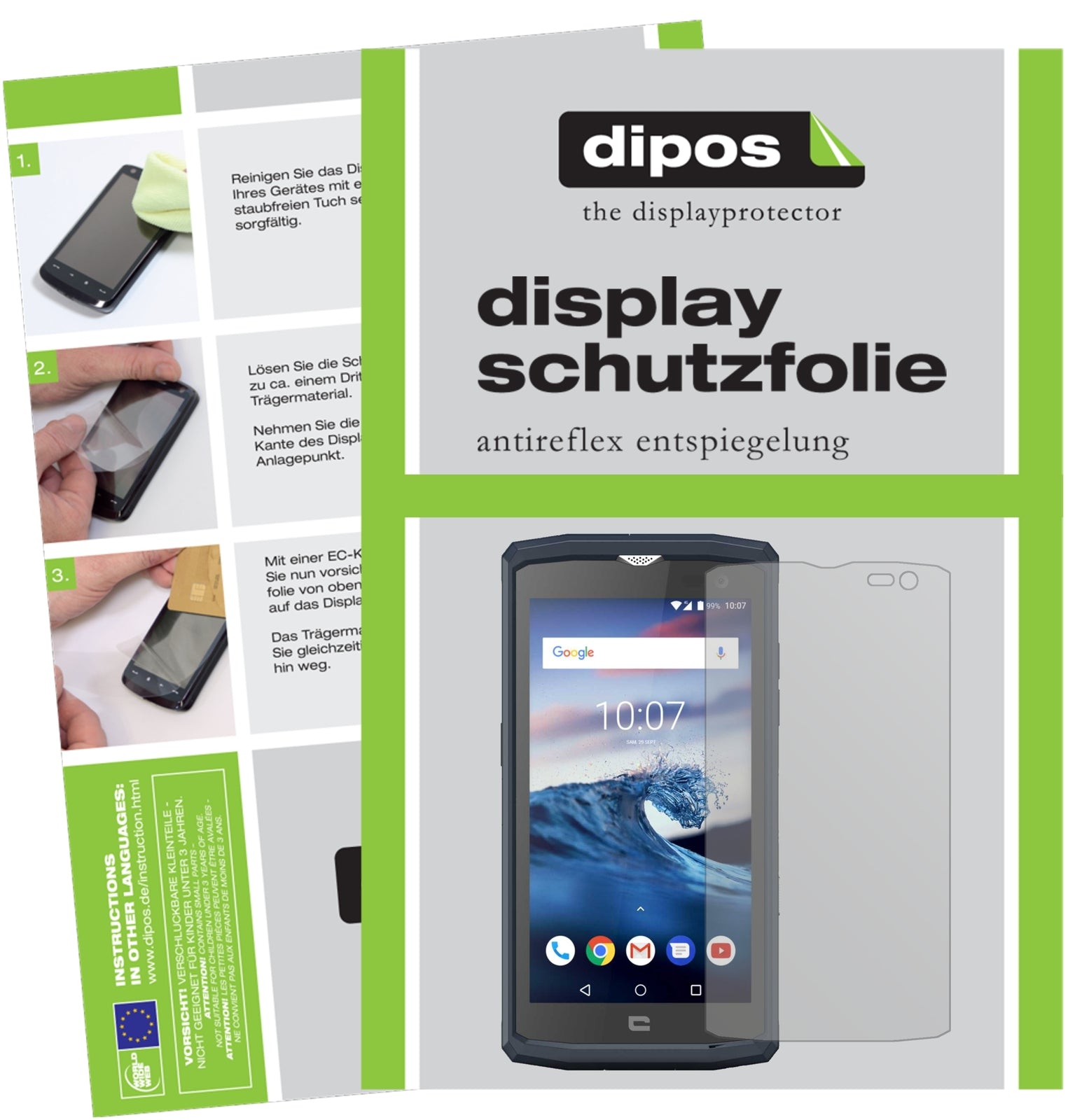 Matte Displayschutzfolie von dipos passend für Crosscall Core X3, präziser Zuschnitt und blasenfrei montiert