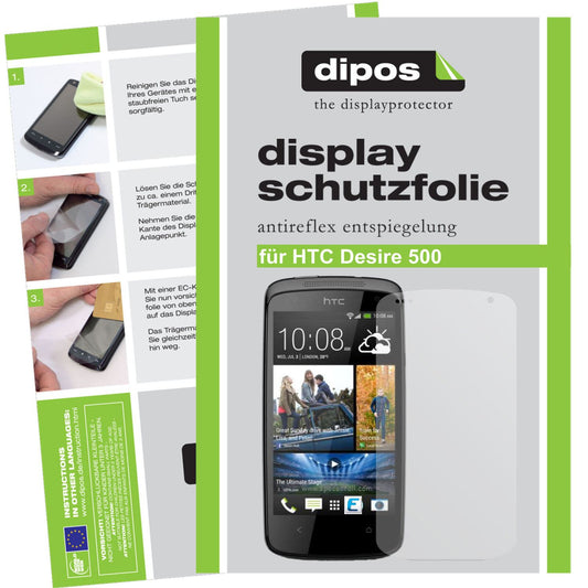 Matte Displayschutzfolie von dipos passend für Desire 500 HTC, präziser Zuschnitt und blasenfrei montiert