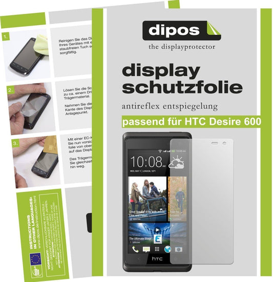 Matte Displayschutzfolie von dipos passend für Desire 600 HTC, präziser Zuschnitt und blasenfrei montiert