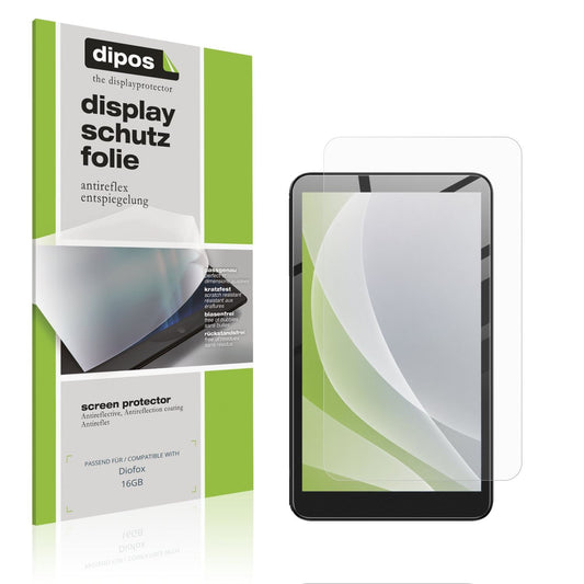 Matte Displayschutzfolie von dipos passend für Diofox 16GB, präziser Zuschnitt und blasenfrei montiert
