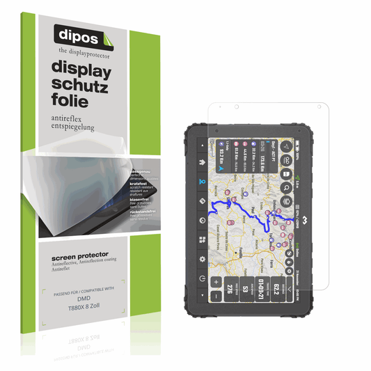 Matte Displayschutzfolie von dipos passend für DMD T880X 8 Zoll, präziser Zuschnitt und blasenfrei montiert