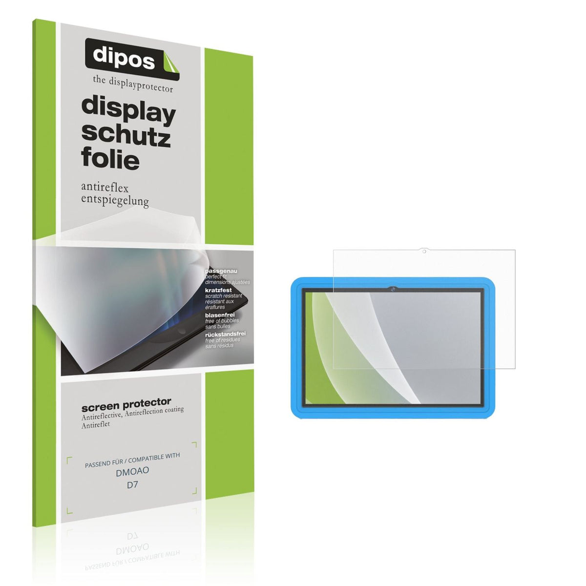 Matte Displayschutzfolie von dipos passend für DMOAO D7, präziser Zuschnitt und blasenfrei montiert