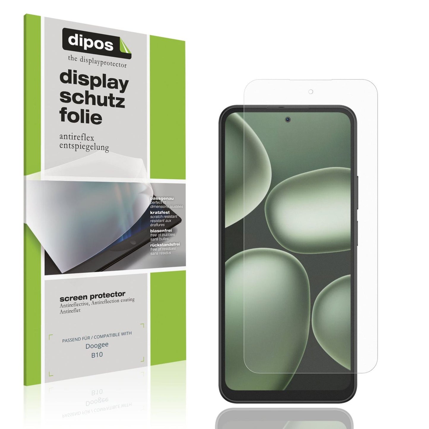 Matte Displayschutzfolie von dipos passend für Doogee B10, präziser Zuschnitt und blasenfrei montiert