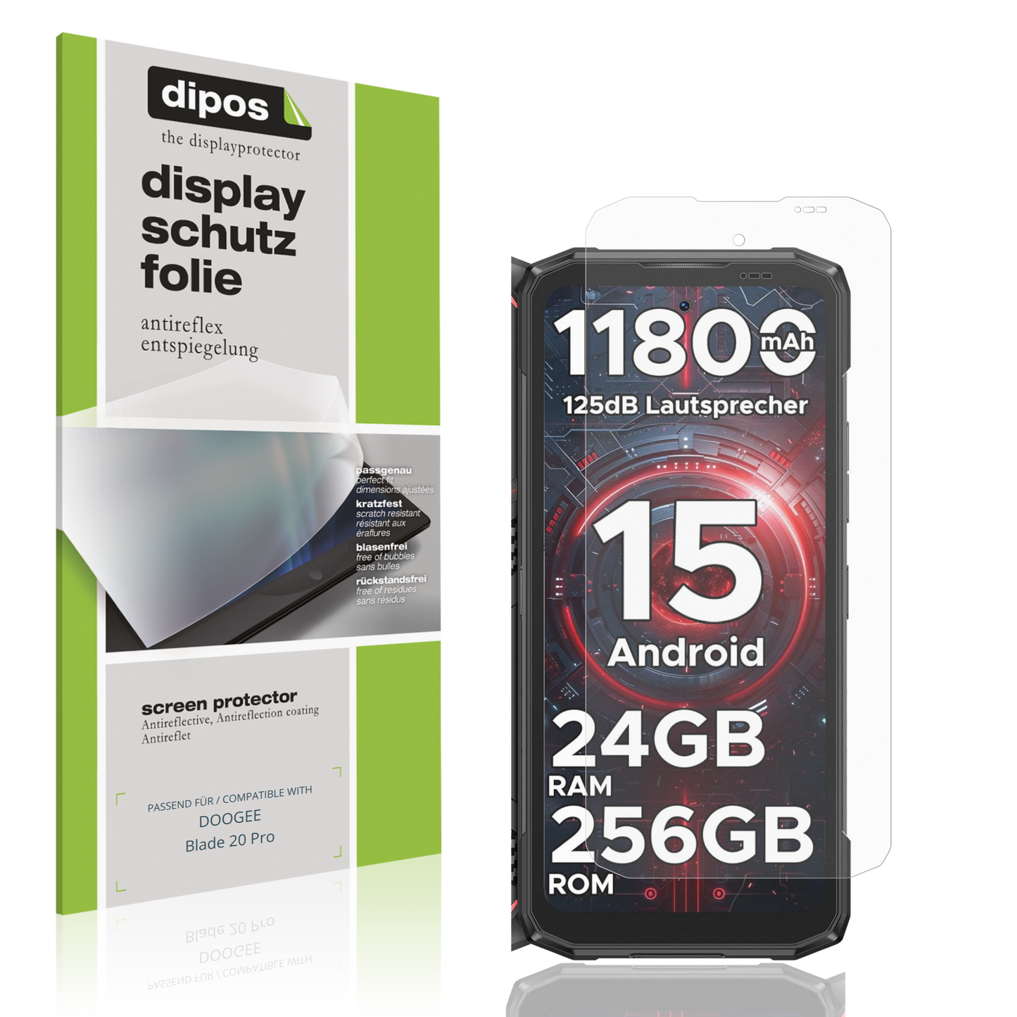 Matte Displayschutzfolie von dipos passend für DOOGEE Blade 20 Pro, präziser Zuschnitt und blasenfrei montiert
