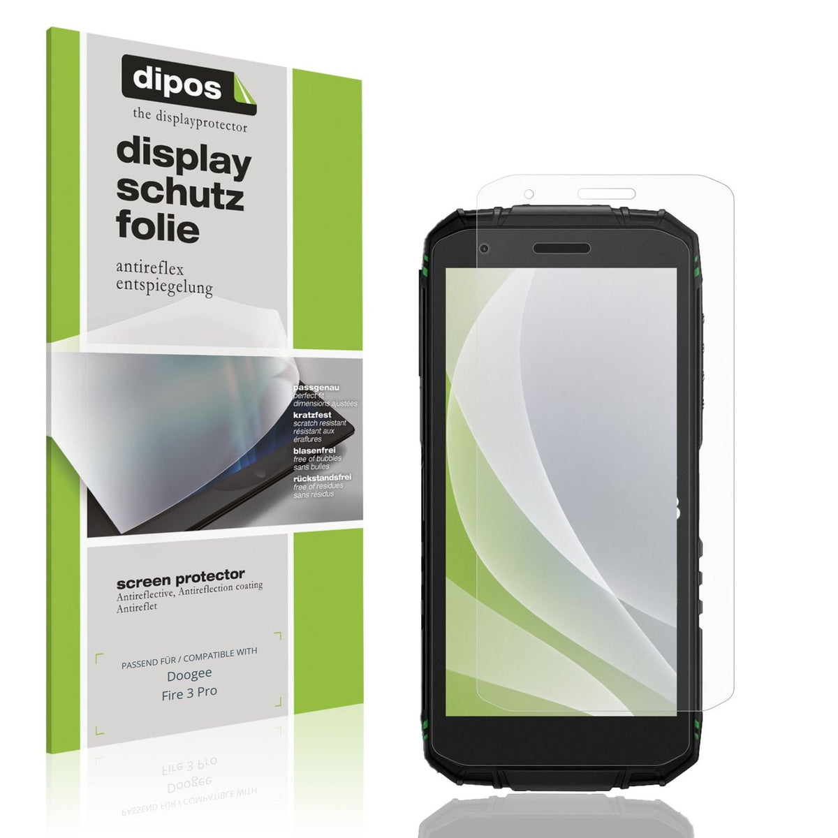 Matte Displayschutzfolie von dipos passend für Doogee Fire 3 Pro, präziser Zuschnitt und blasenfrei montiert