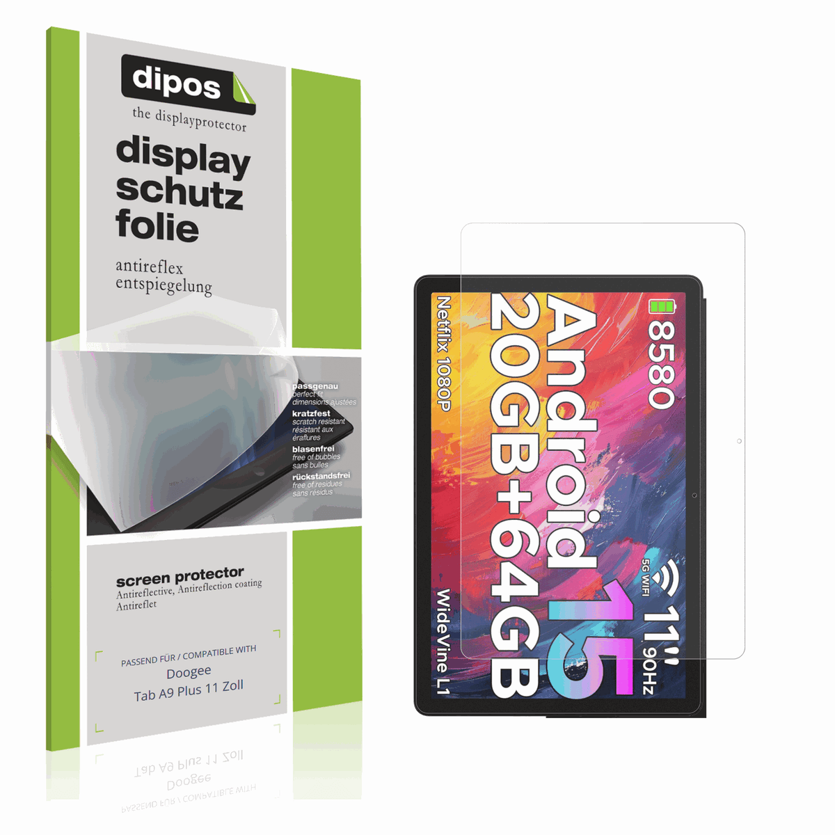 Matte Displayschutzfolie von dipos passend f�r Doogee Tab A9 Plus 11 Zoll, pr�ziser Zuschnitt und blasenfrei montiert