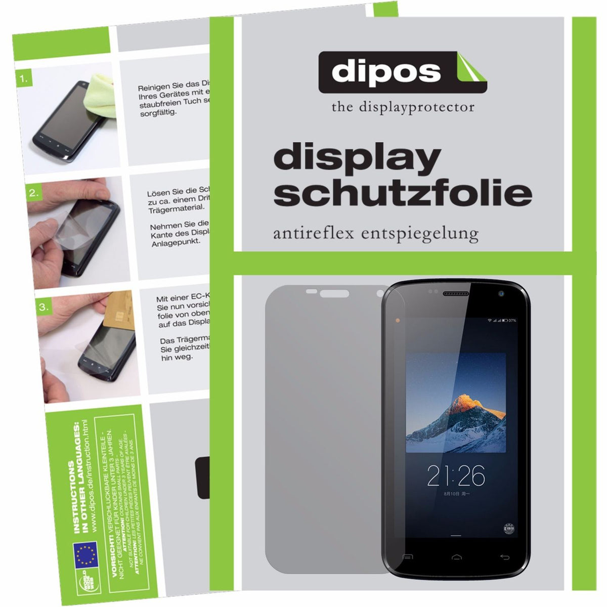 Matte Displayschutzfolie von dipos passend für Doogee X3 MTK6580, präziser Zuschnitt und blasenfrei montiert