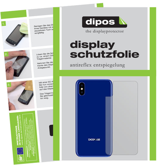 Matte Displayschutzfolie von dipos passend für Doogee X50L Rückseite, präziser Zuschnitt und blasenfrei montiert