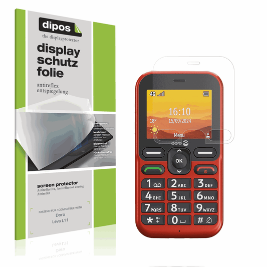 Matte Displayschutzfolie von dipos passend für Doro Leva L11, präziser Zuschnitt und blasenfrei montiert