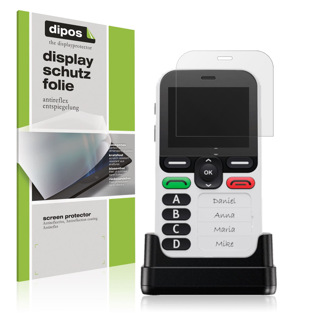 Matte Displayschutzfolie von dipos passend für Doro Leva X10, präziser Zuschnitt und blasenfrei montiert