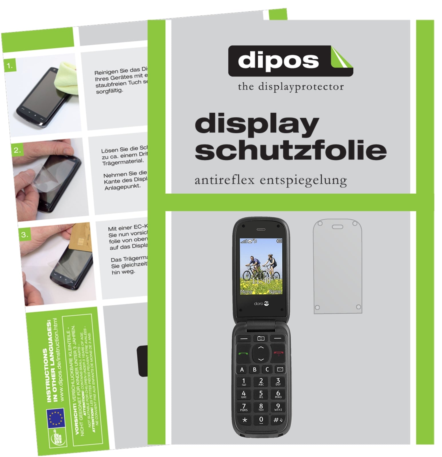 Matte Displayschutzfolie von dipos passend für Doro PhoneEasy 613, präziser Zuschnitt und blasenfrei montiert