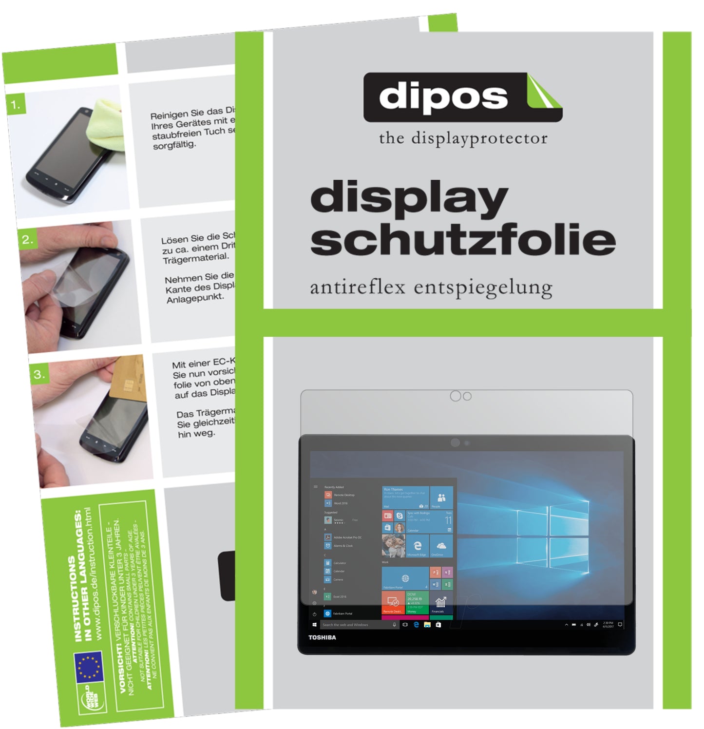 Matte Displayschutzfolie von dipos passend für Dynabook Portege X30T-E-109, präziser Zuschnitt und blasenfrei montiert