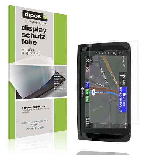 Matte Displayschutzfolie von dipos passend für Dynavin D9-DF432 9 Zoll, präziser Zuschnitt und blasenfrei montiert