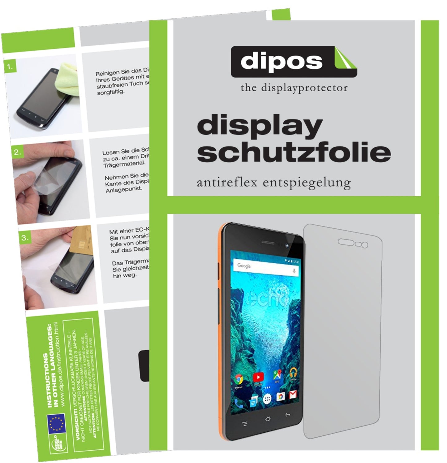 Matte Displayschutzfolie von dipos passend für ECHO WIZO WIZ 4,5 Zoll, präziser Zuschnitt und blasenfrei montiert