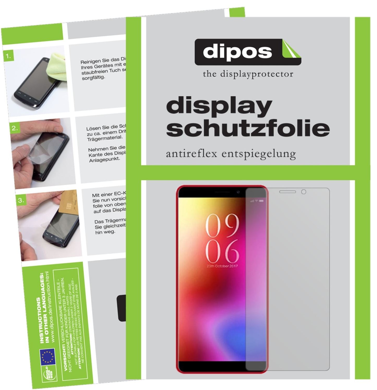 Matte Displayschutzfolie von dipos passend für Elephone A3, präziser Zuschnitt und blasenfrei montiert