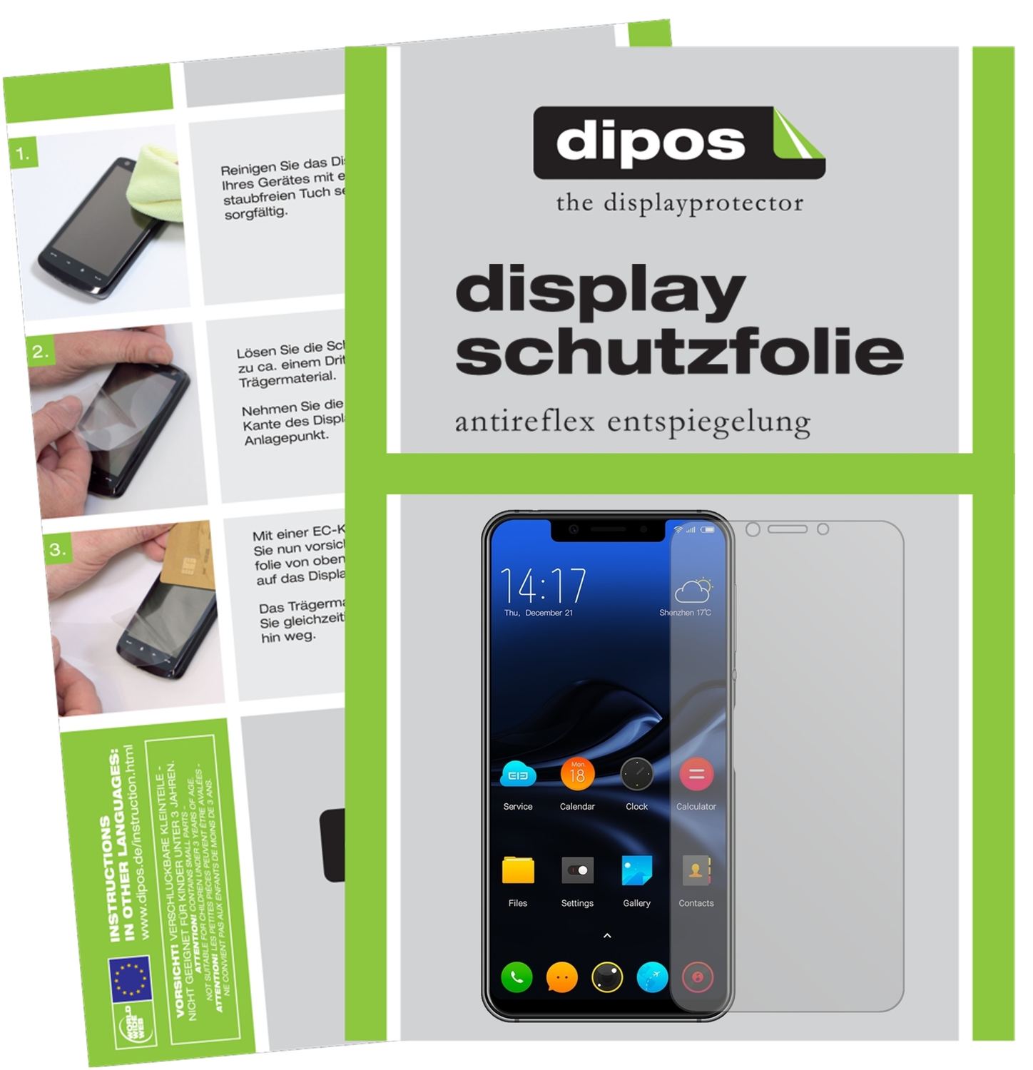 Matte Displayschutzfolie von dipos passend für Elephone A4, präziser Zuschnitt und blasenfrei montiert