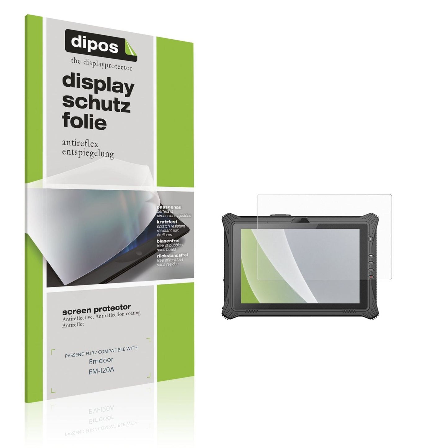 Matte Displayschutzfolie von dipos passend für Emdoor EM-I20A, präziser Zuschnitt und blasenfrei montiert