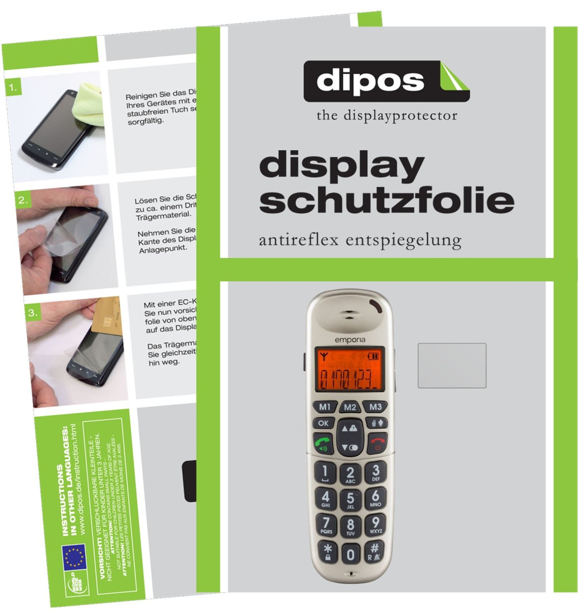 Matte Displayschutzfolie von dipos passend für Emporia D40, präziser Zuschnitt und blasenfrei montiert