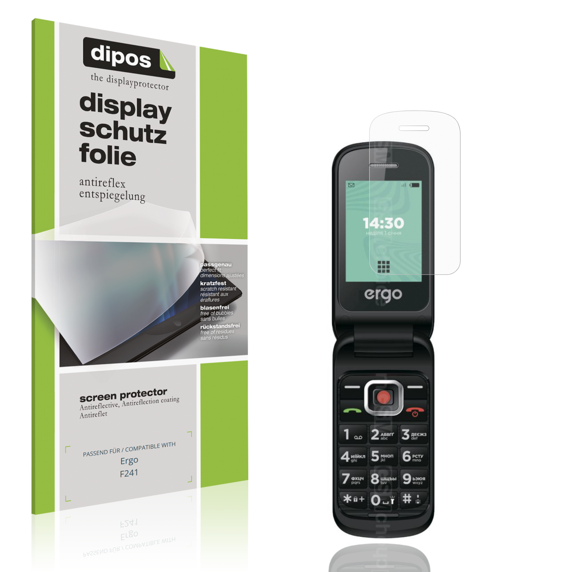 Matte Displayschutzfolie von dipos passend für Ergo F241, präziser Zuschnitt und blasenfrei montiert