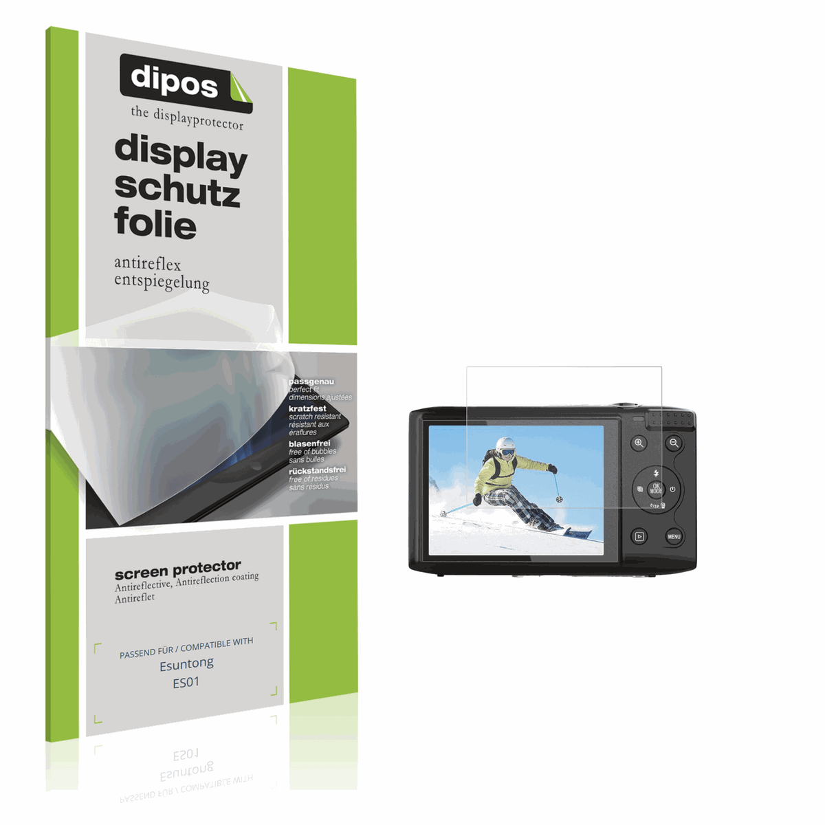 Matte Displayschutzfolie von dipos passend für Esuntong ES01, präziser Zuschnitt und blasenfrei montiert